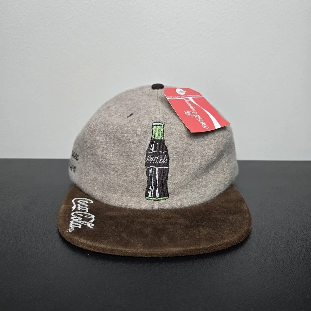 Vintage Coca-Cola Hat Cap‎ Mens Strapback Tan Wool Limited Edition Coke Made USA